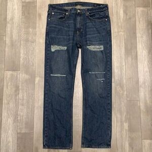 ‎Mens Bullhead Distressed Dark Denim Jeans